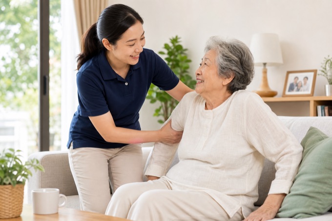 SDC Happy Health — caring team supporting a client at home